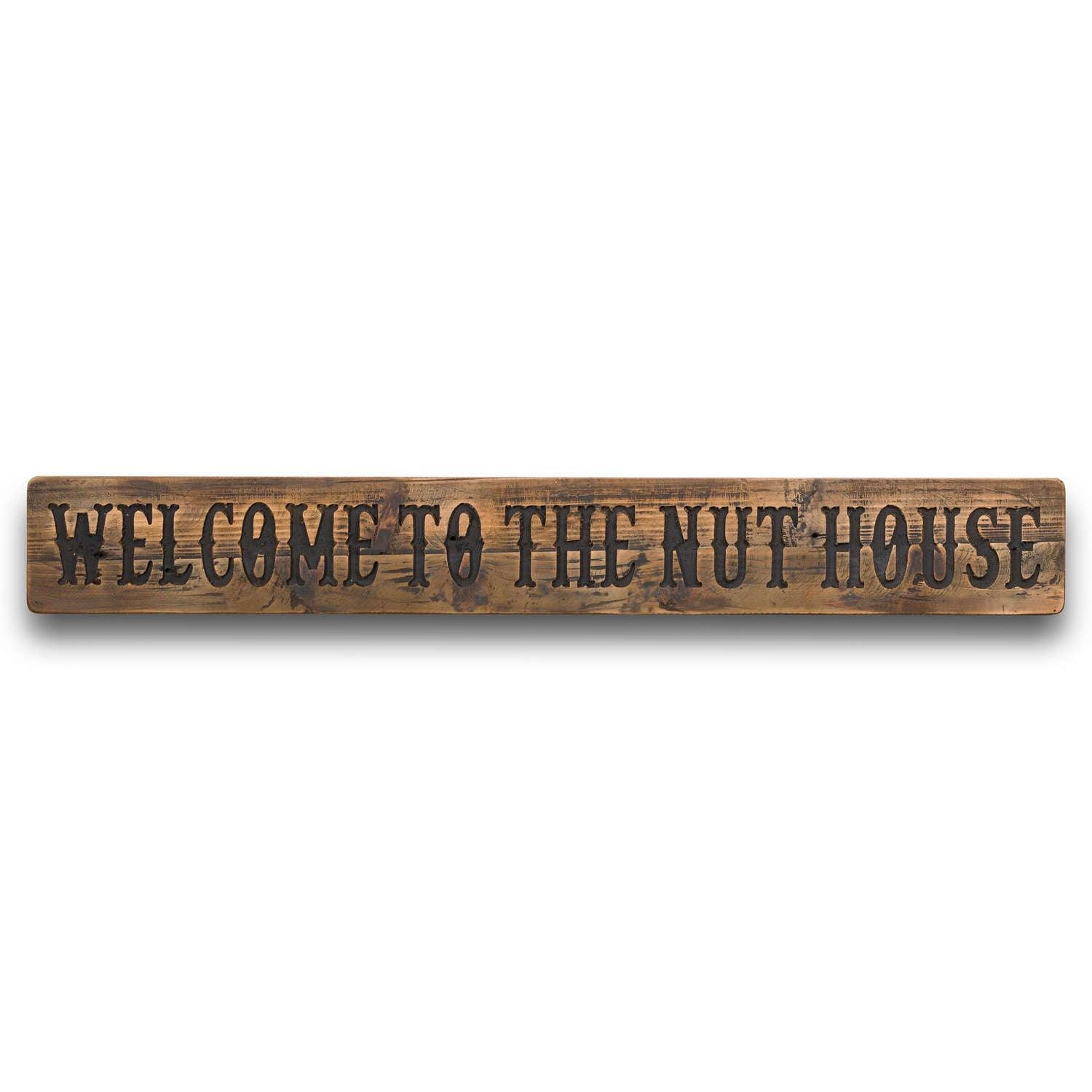 View Nut House Rustic Wooden Message Plaque information