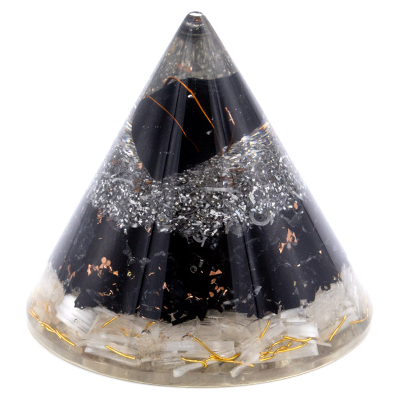 View Orgonite Cone Selenite and Black Toumaline Copper 90 mm information