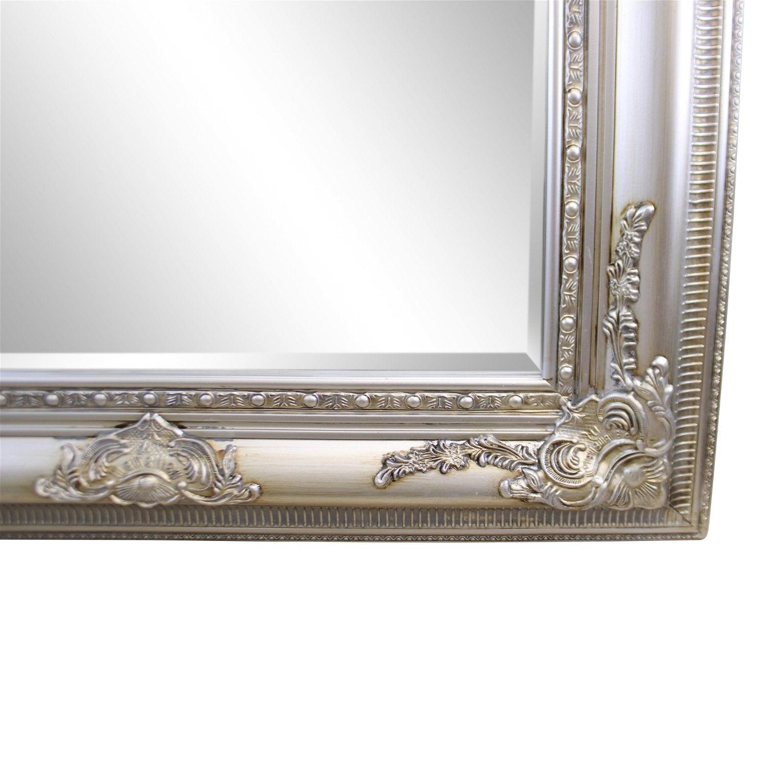 View Ornate Silver Framed Wall Mirror With Bevelled Glass 148x87cm information