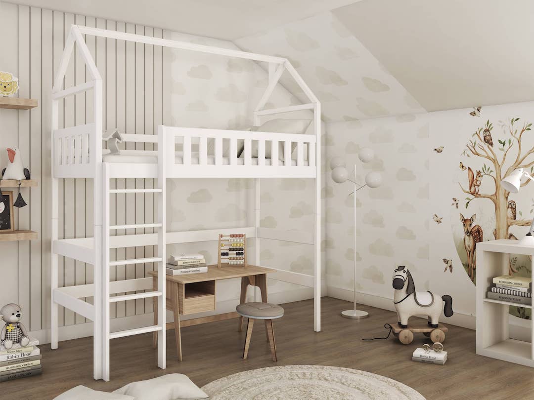 View Otylia Loft Bed White FoamBonnell Mattress information