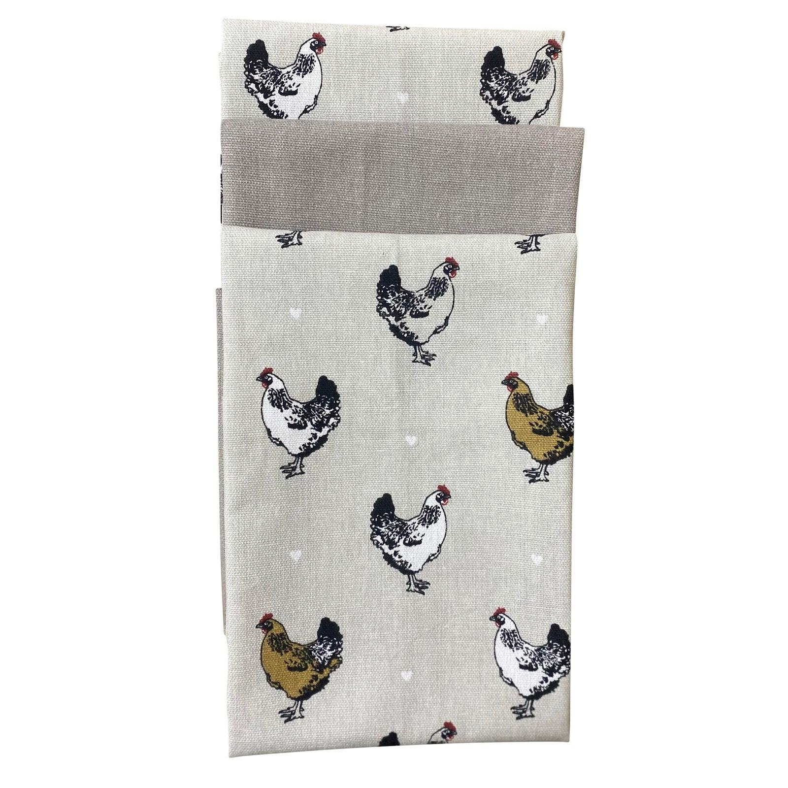 View Pack of Three Tea Towels With A Chicken Print Design information