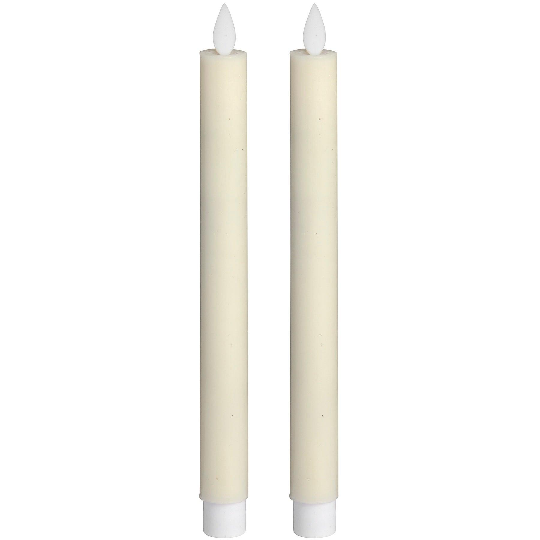 View Pair Of Cream Luxe Flickering Flame LED Wax Dinner Candles information