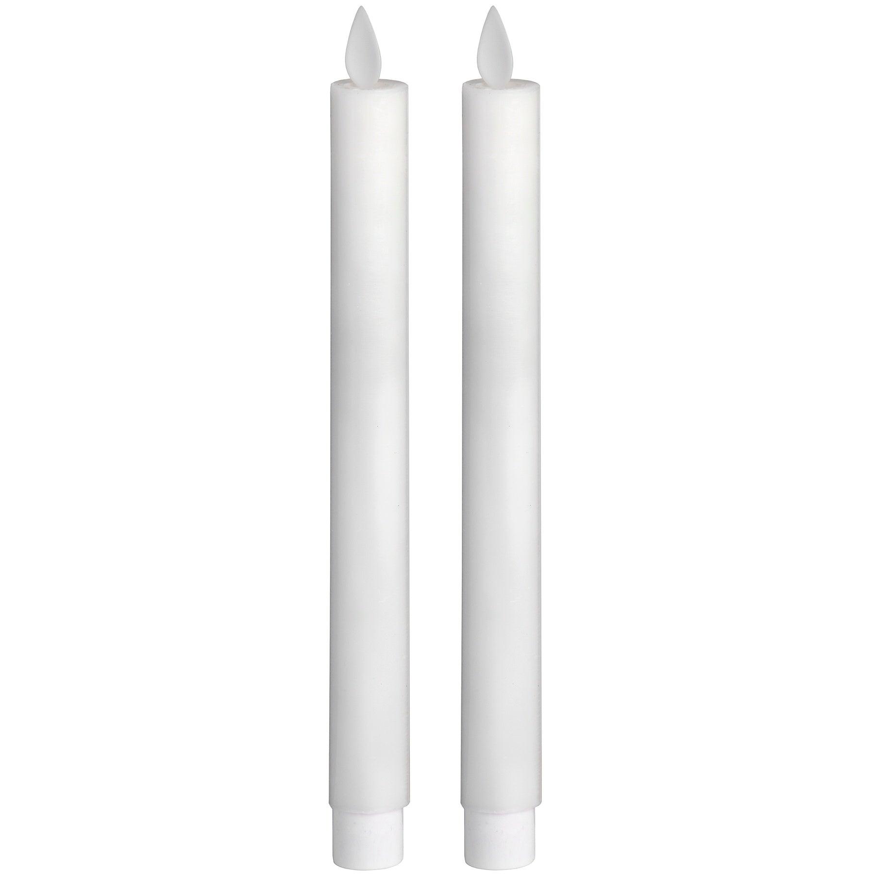 View Pair Of White Luxe Flickering Flame LED Wax Dinner Candles information
