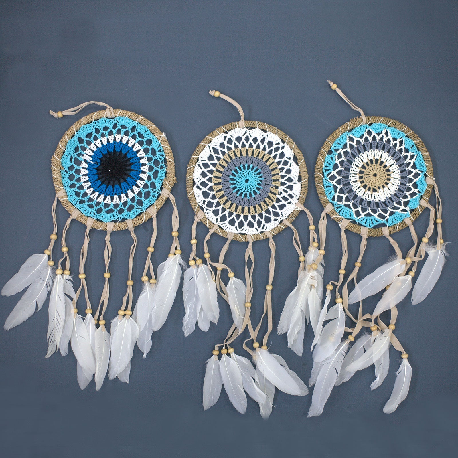 View Pastel Blue Macramé Dream Catcher 16cm asst colours information