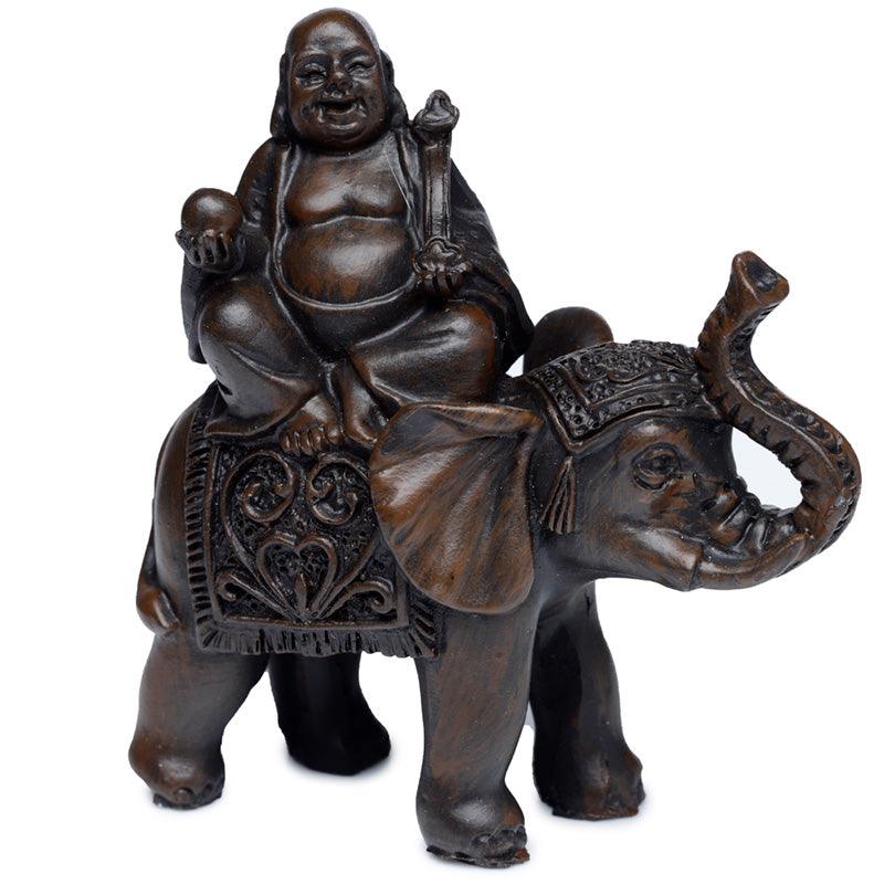 View Peace of the East Brushed Wood Effect Lucky Buddha on Elephant information