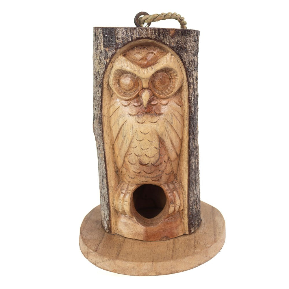 View Pine Wood Closed Eye Owl Bird House information