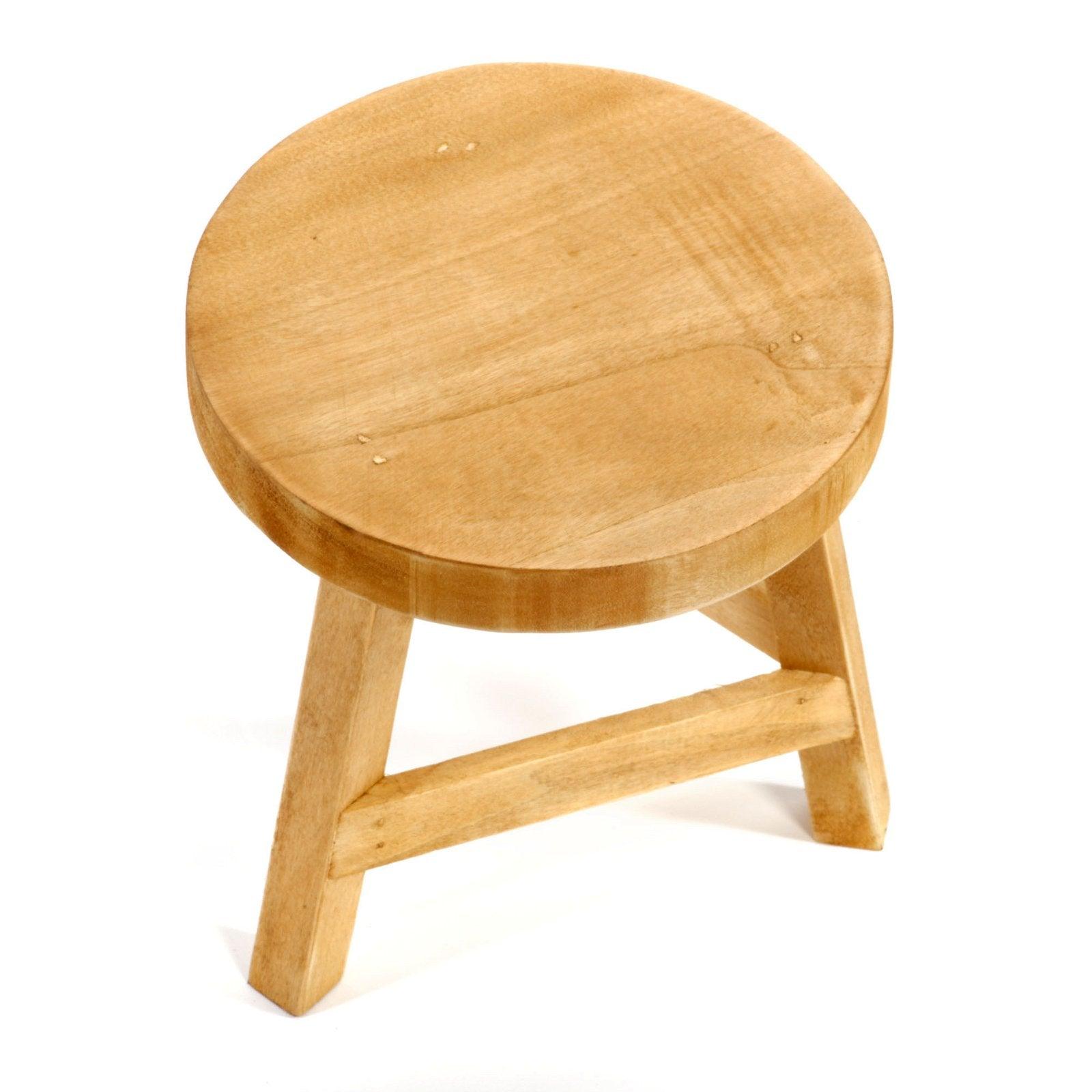 View Plain Wood Three Legged Stool Standing at 23cm High information