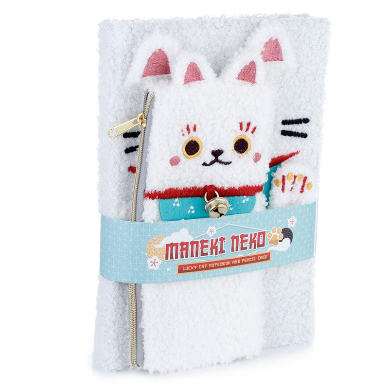 View Plush Fleece A5 Notepad Pencil Case Set Maneki Neko Lucky Cat information