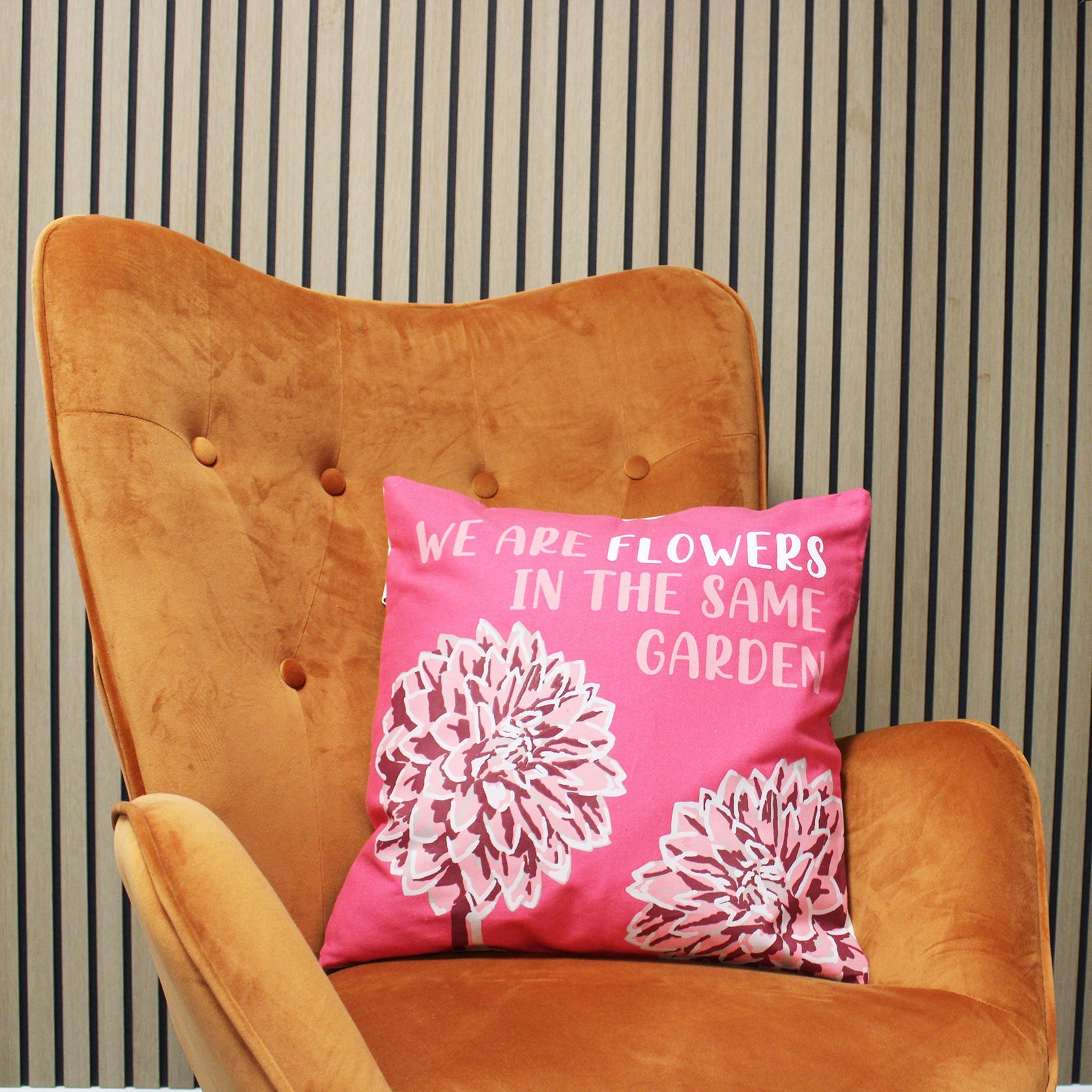 View Printed Cotton Cushion Cover We are Flowers Olive Pink and Natural information