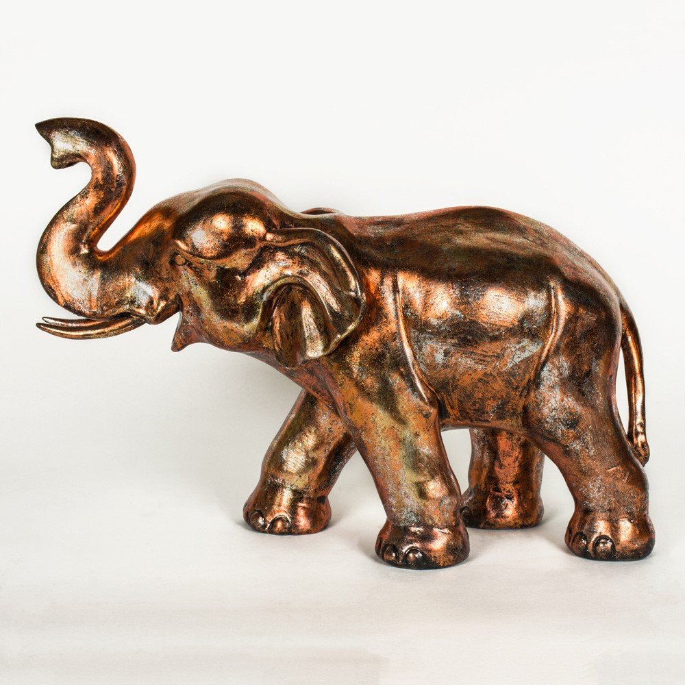 View Copper Finish Large Elephant Figurine information