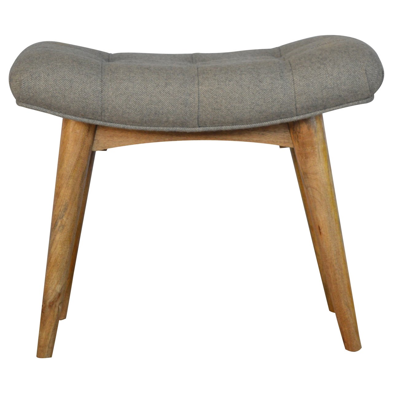 View Curved Grey Tweed Bench information