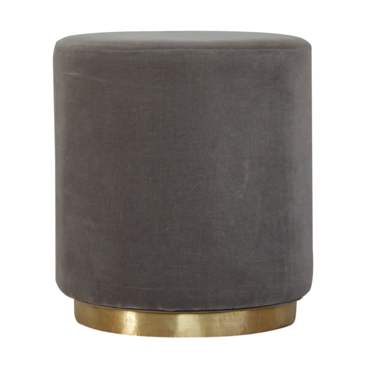 View Grey Velvet Footstool with Gold Base information