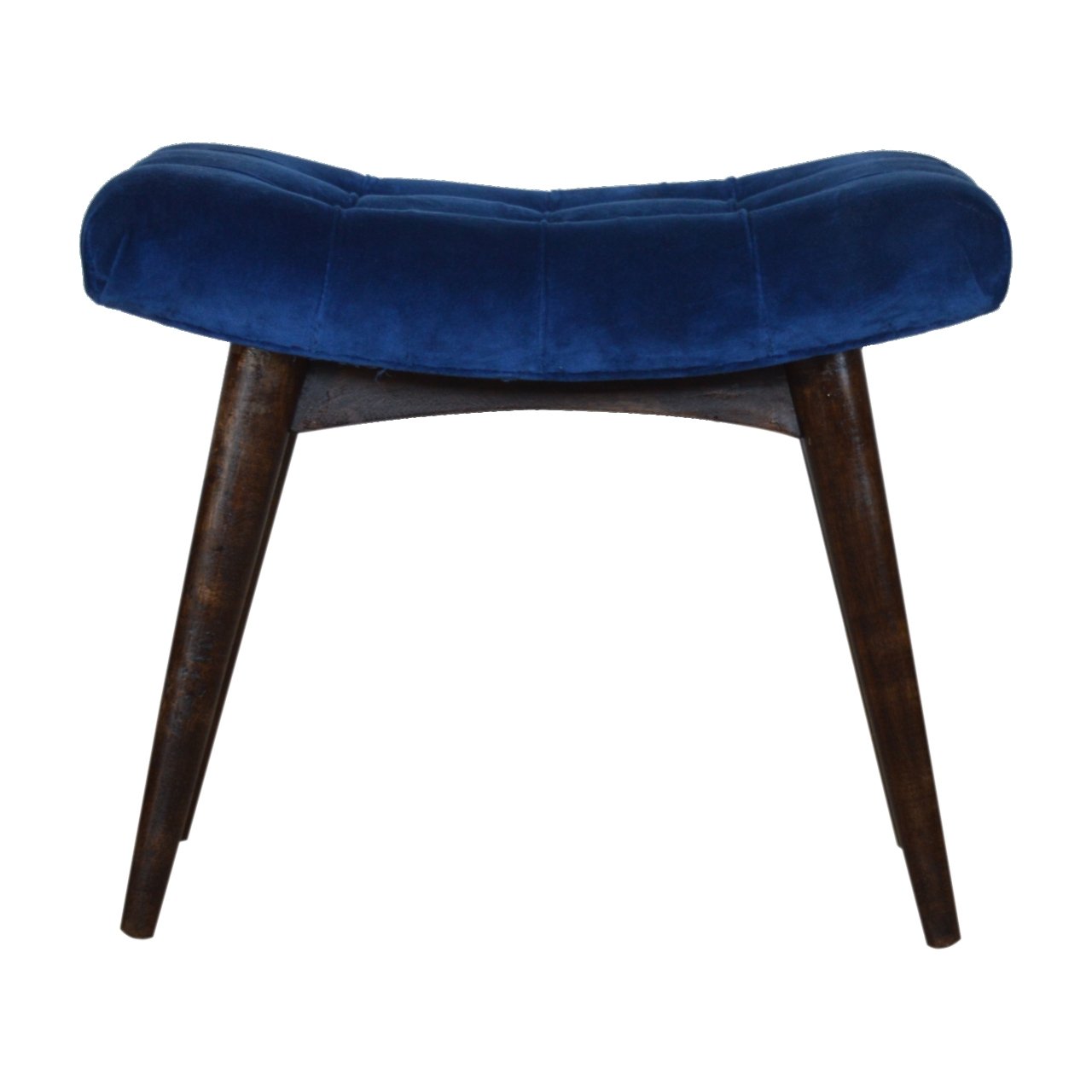 View Royal Blue Cotton Velvet Curved Bench information