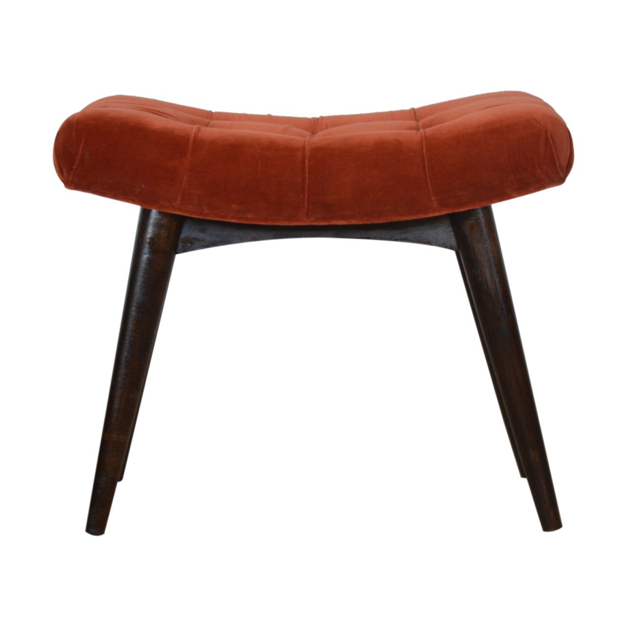 View Brick Red Cotton Velvet Curved Bench information