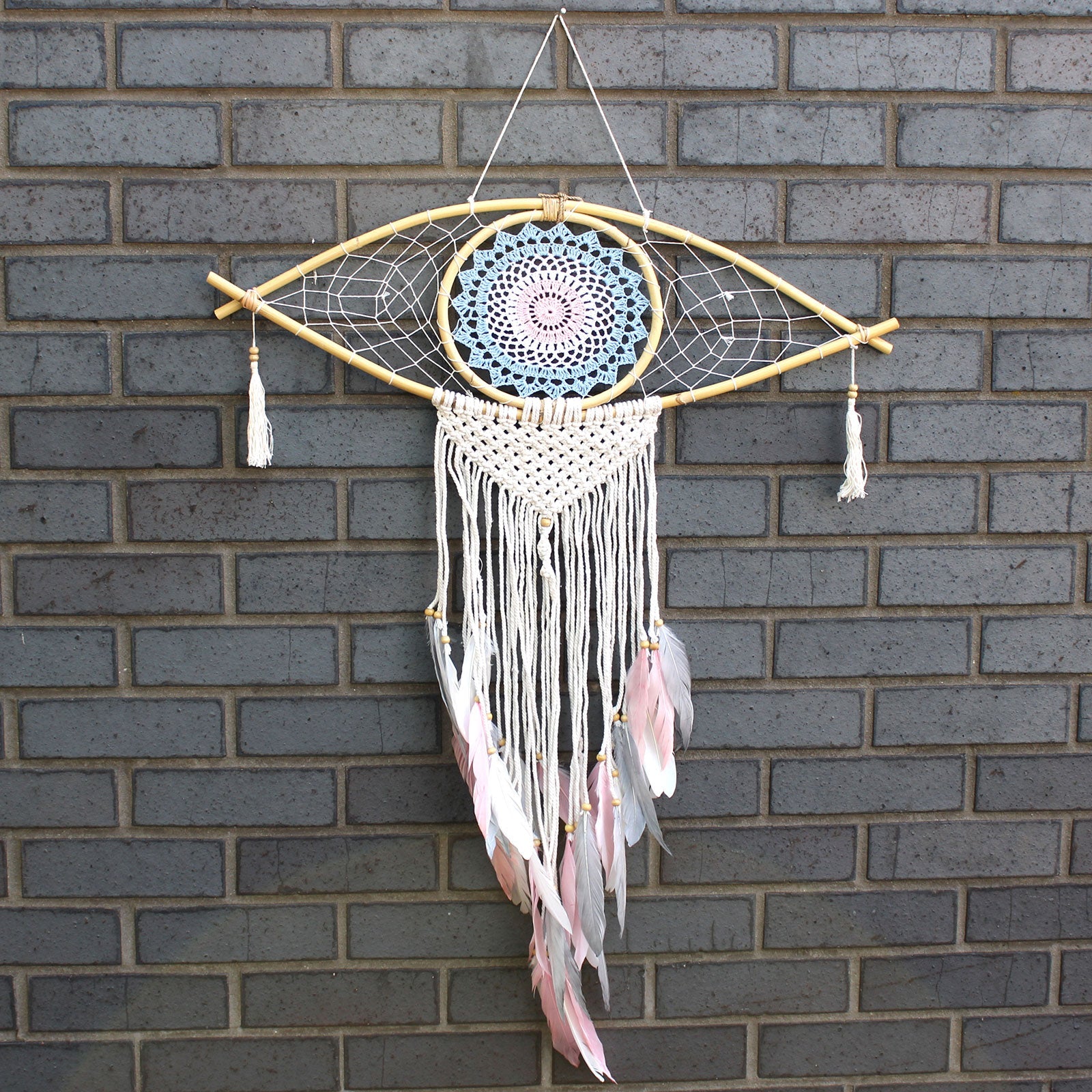 View Protection Dream Catcher Lrg Macrame Eye Blue WhitePink information