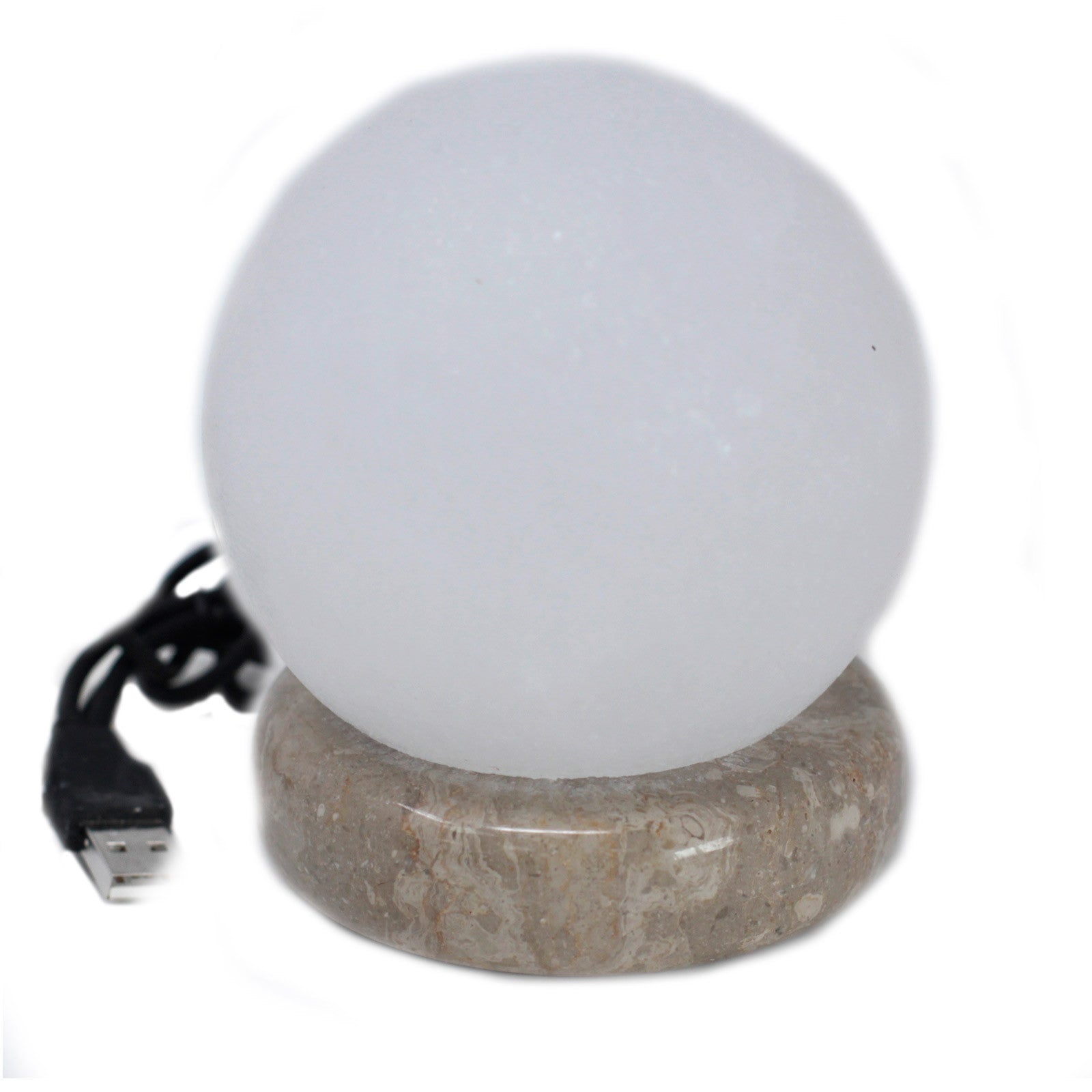 View Quality USB Ball WHITE Salt Lamp 9 cm multi information