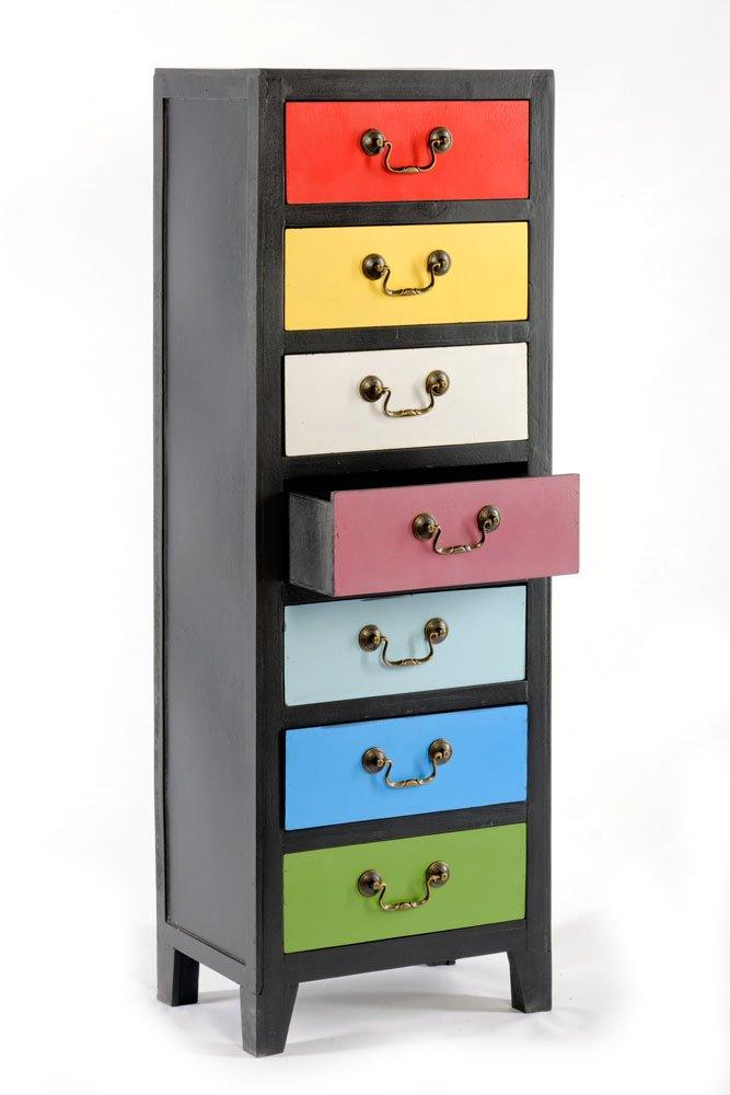 View Rainbow Tall Cabinet with 7 Drawers 38 x 26 x 110cm information