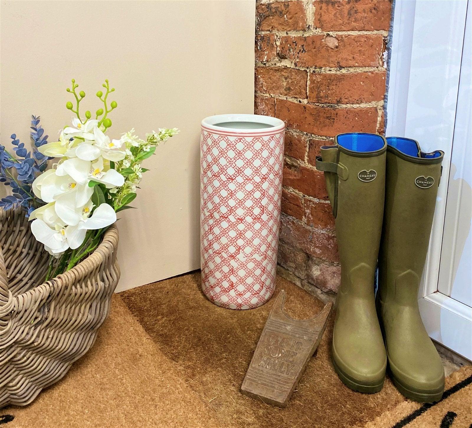 View Red and White Daisy Chain Umbrella Stand information