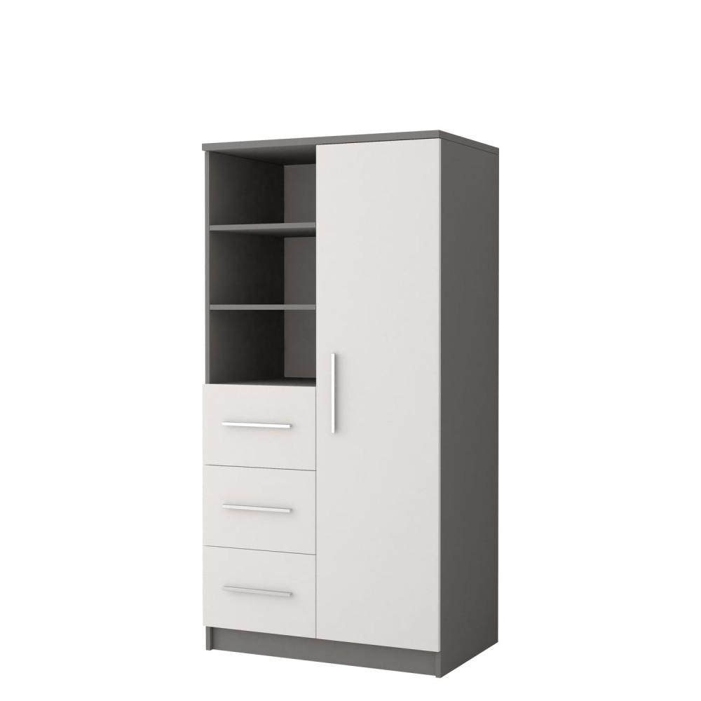 View Omega OM05 Tall Cabinet 80cm White Matt Grey Matt 80cm information