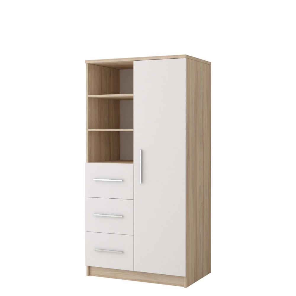 View Omega OM05 Tall Cabinet 80cm White Matt Oak Sonoma 80cm information