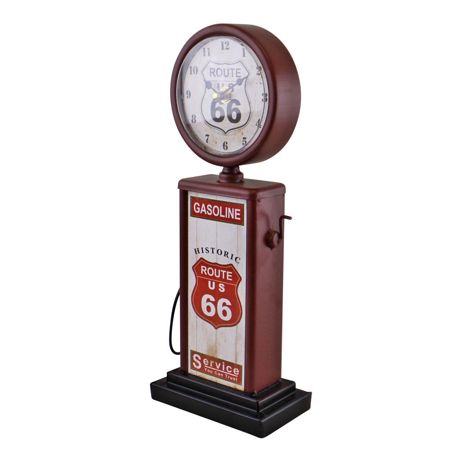 View Retro Gas Pump Clock Red 13x34cm information