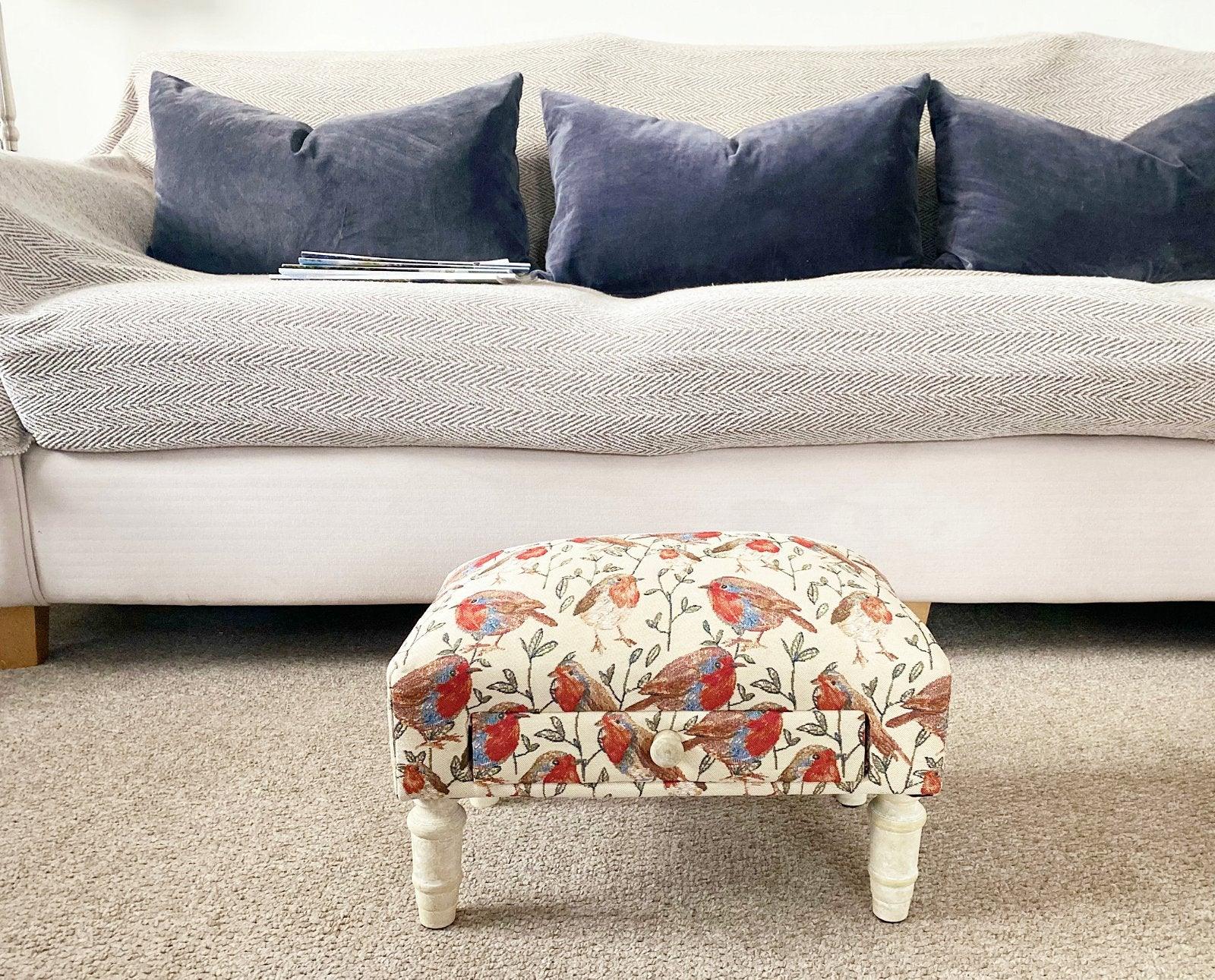 View Robin Fabric Footstool with Drawer information