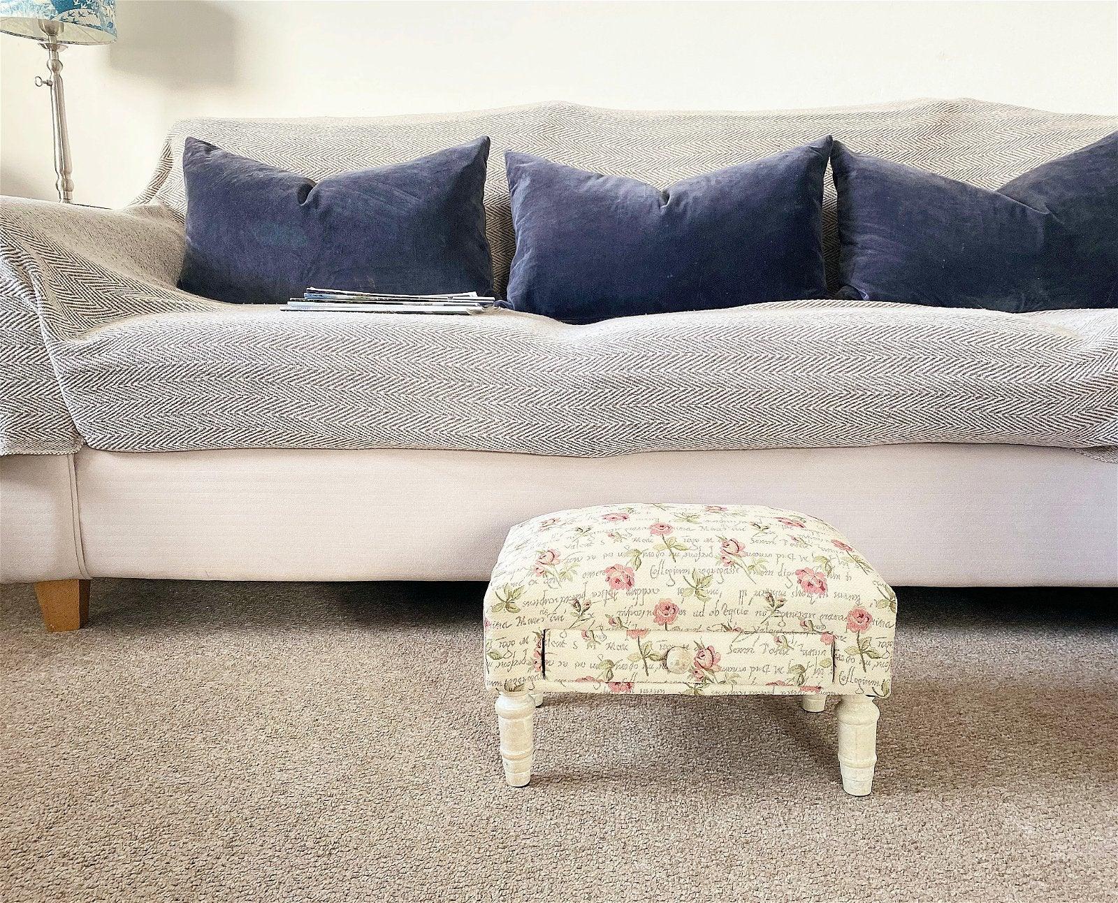 View Roses Design Fabric Footstool with Drawer information