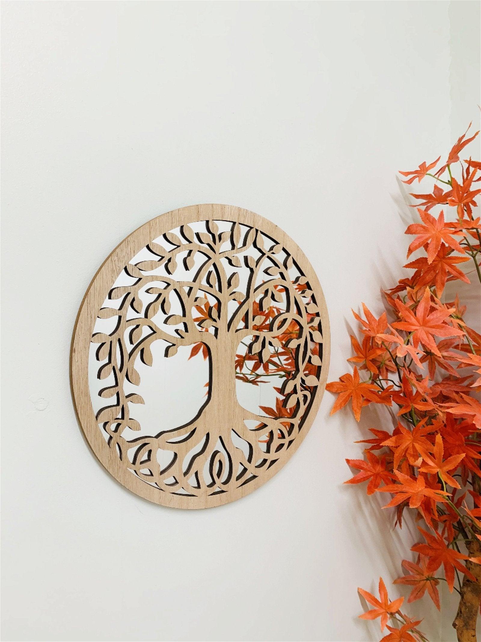 View Round Cut Out Tree Of Life Mirror 35cm information
