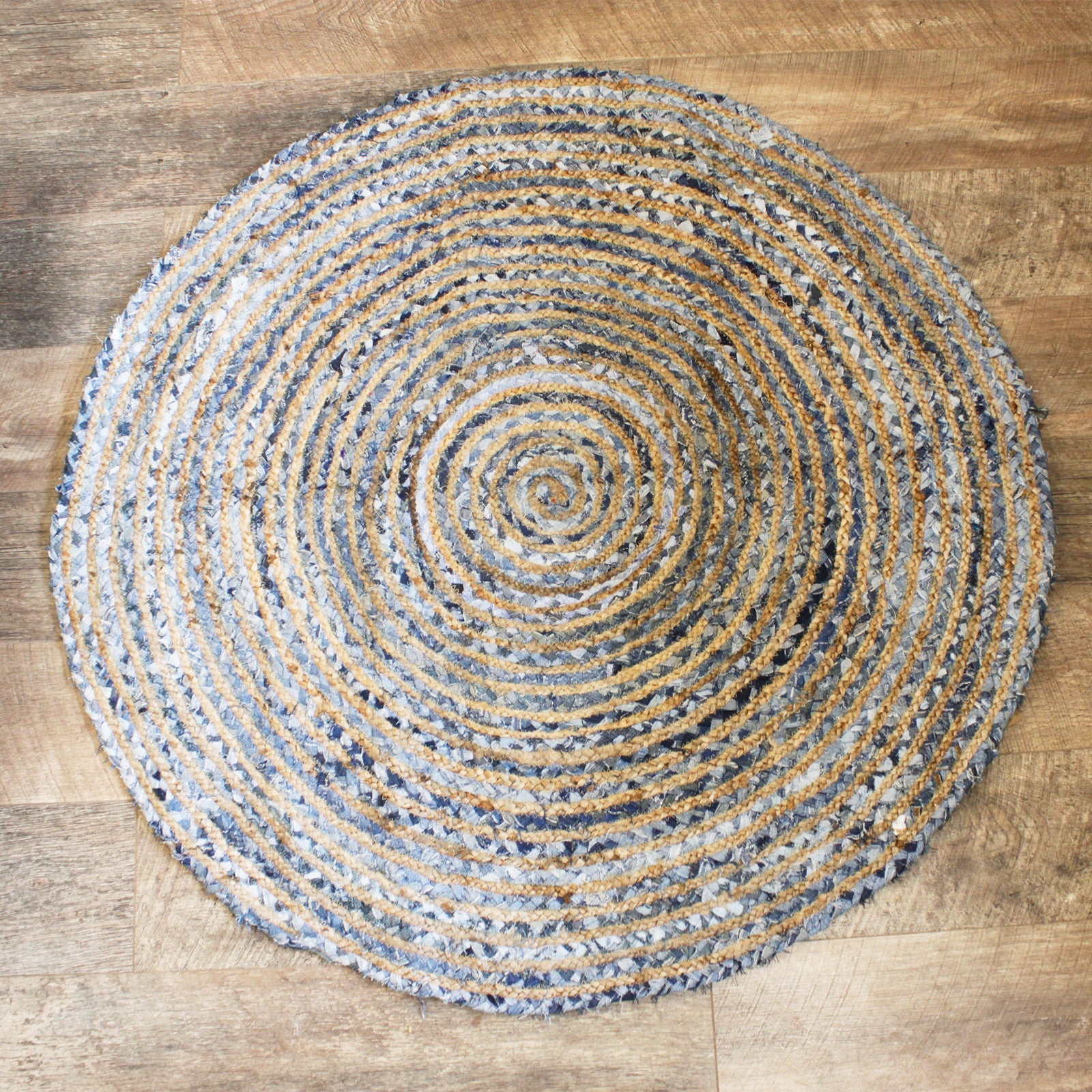View Round Jute and Recycle Denim Rug 120 cm information