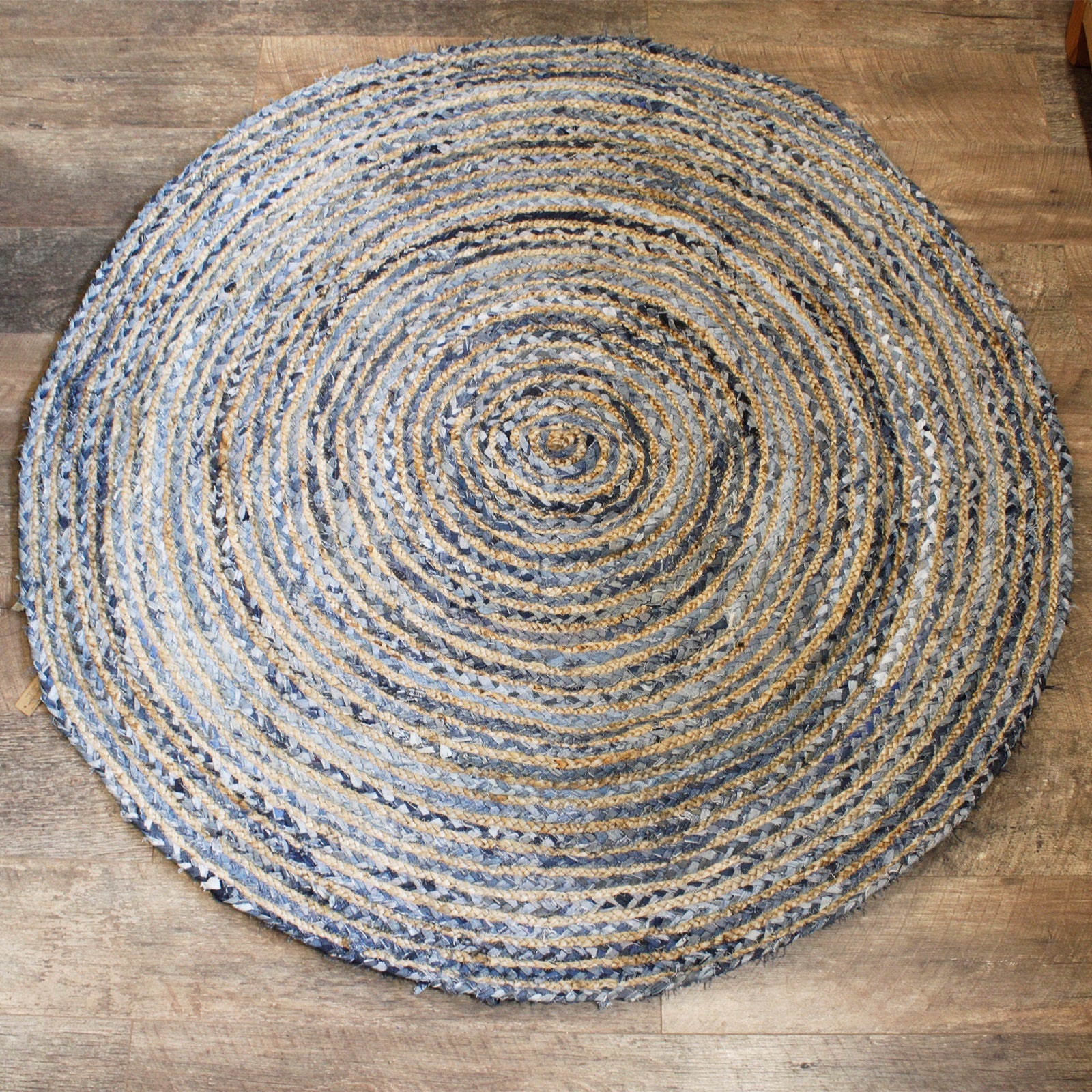 View Round Jute and Recycle Denim Rug 150 cm information