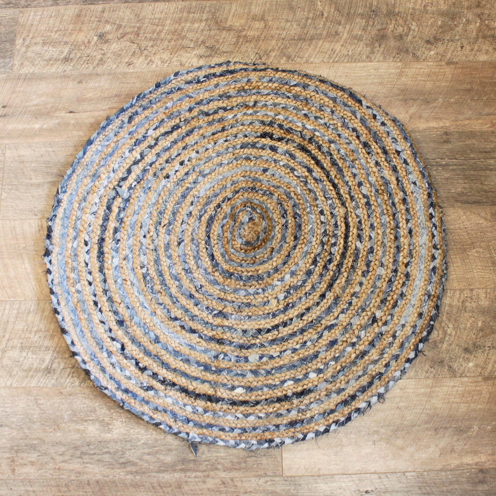 View Round Jute and Recycle Denim Rug 90 cm information