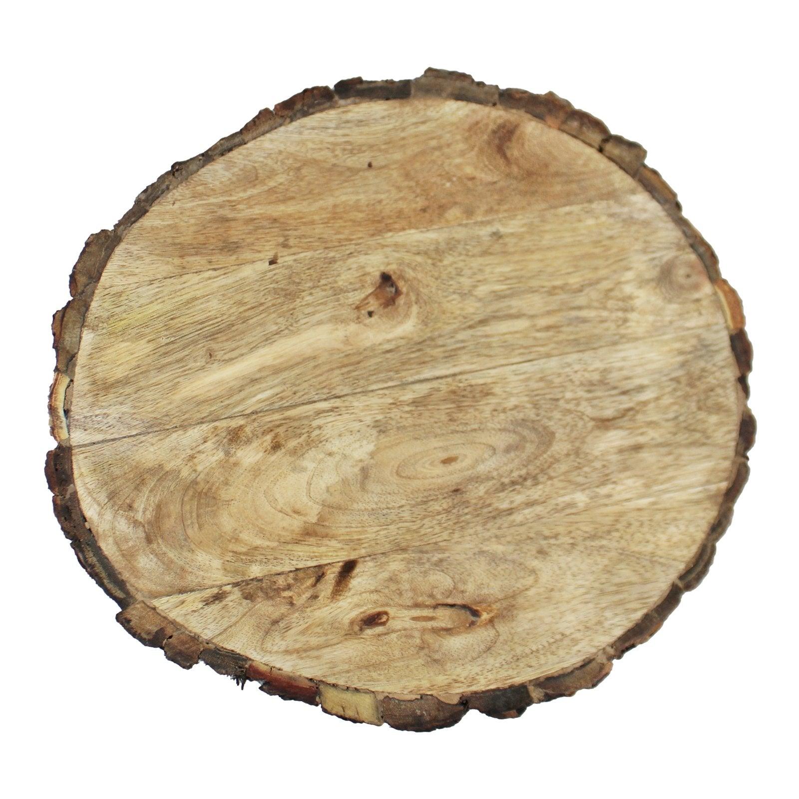 View Round Wooden Bark Design ChoppingServing Board 30cm information