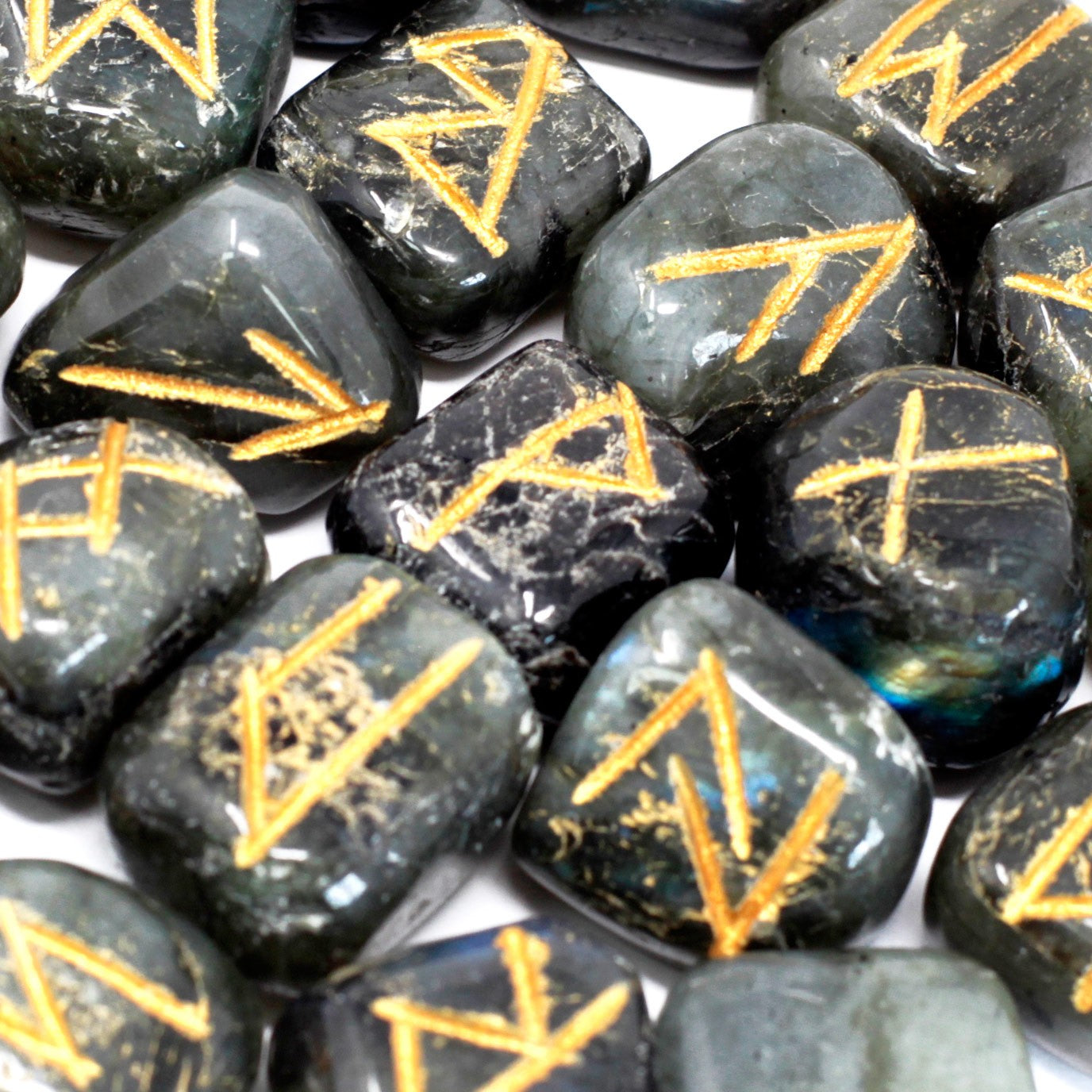 View Runes Stone Set in Pouch Labradorite information