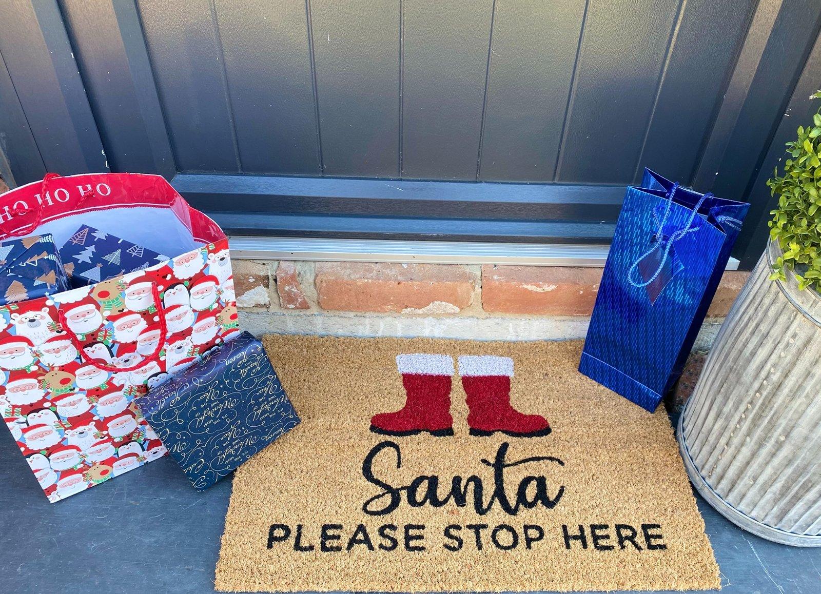 View Santa Stop Here Doormat Boots information