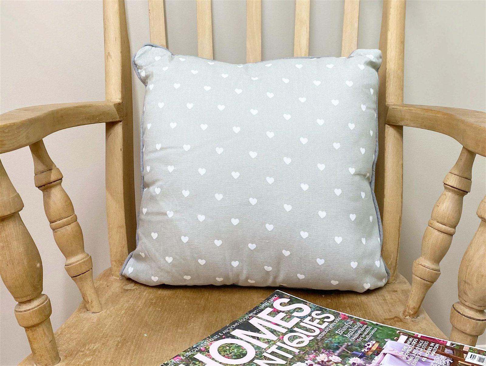 View Scatter Cushion With A Grey Heart Print Design 37cm information