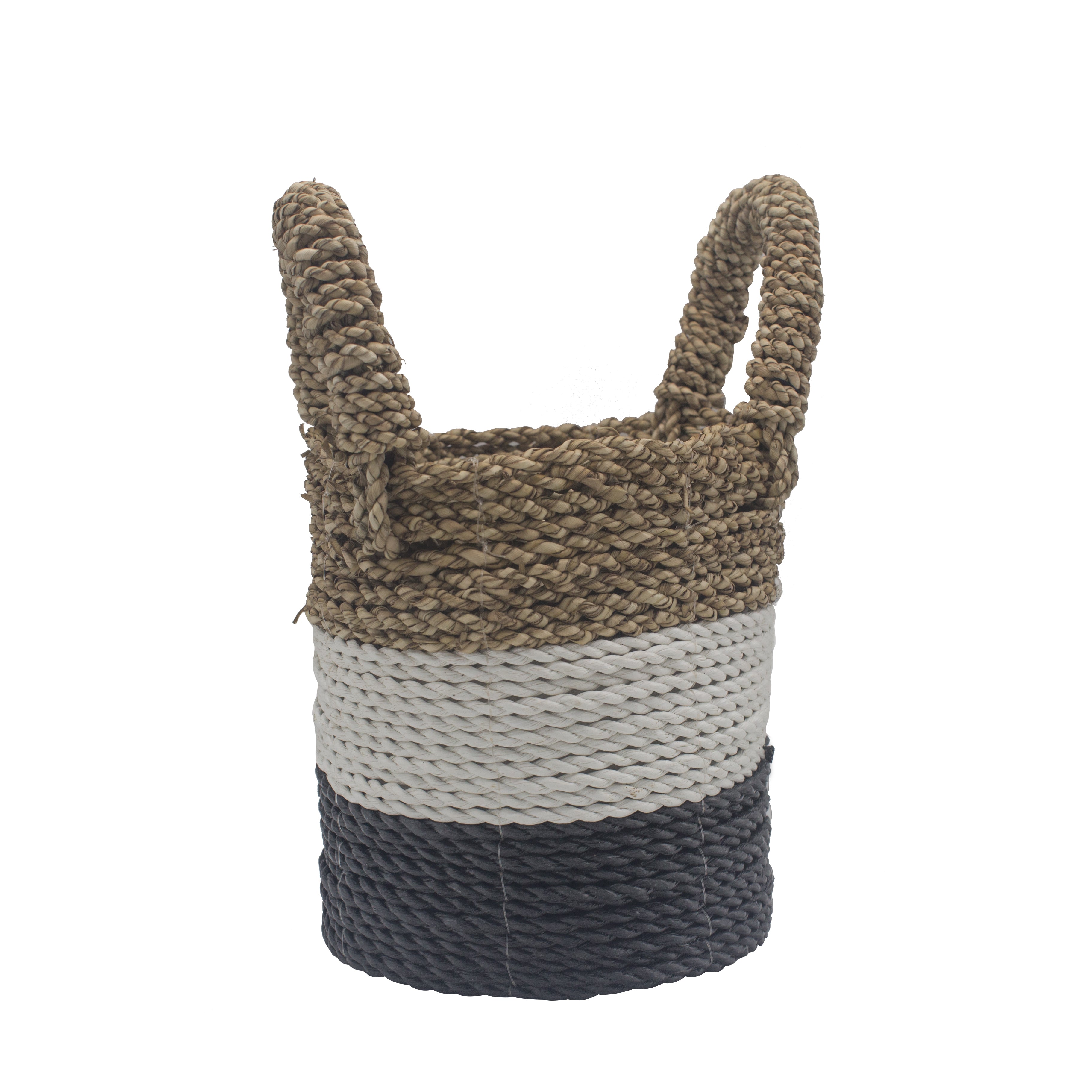 View Seagrass Basket Set Dark Grey White Natural information