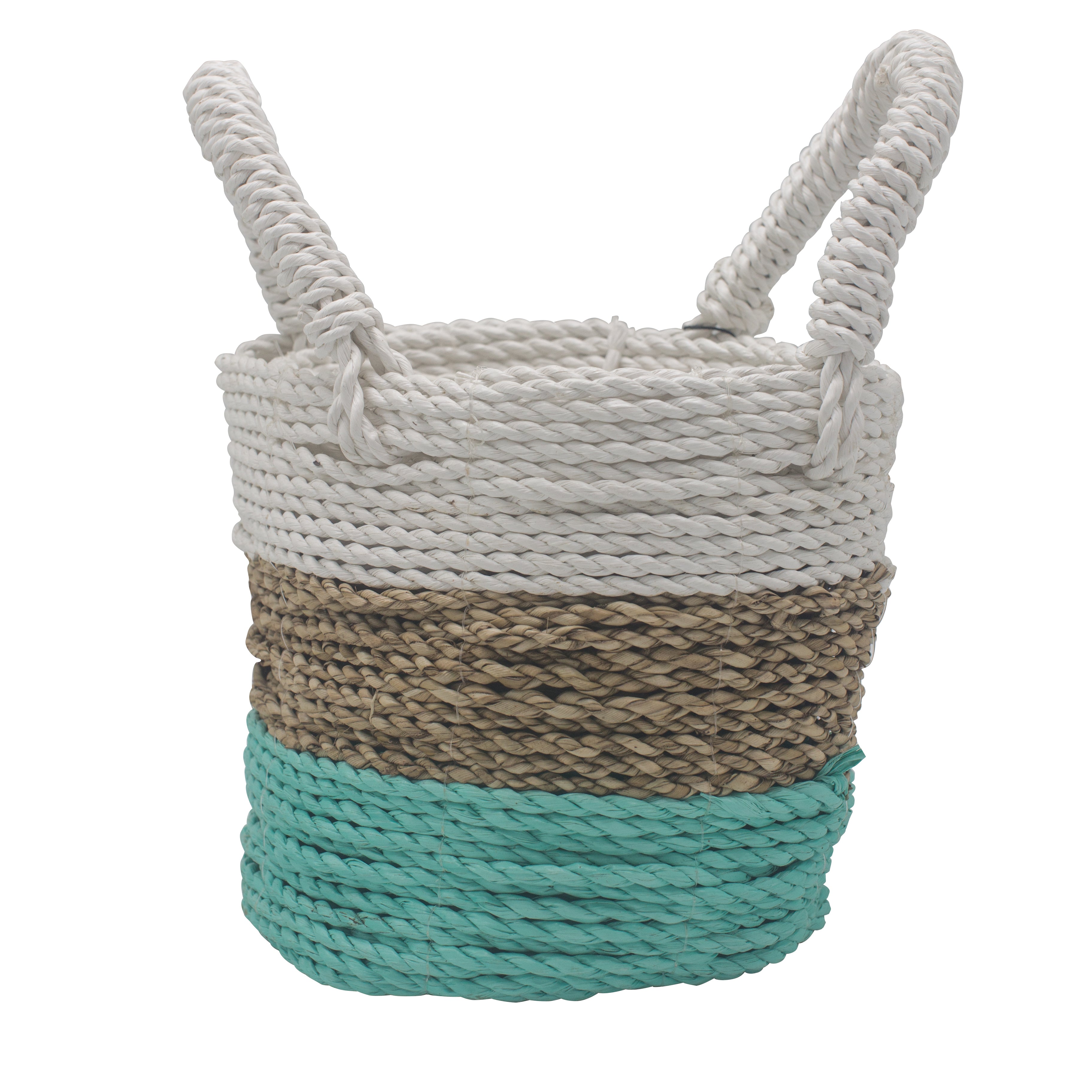 View Seagrass Basket Set Green Natural White information