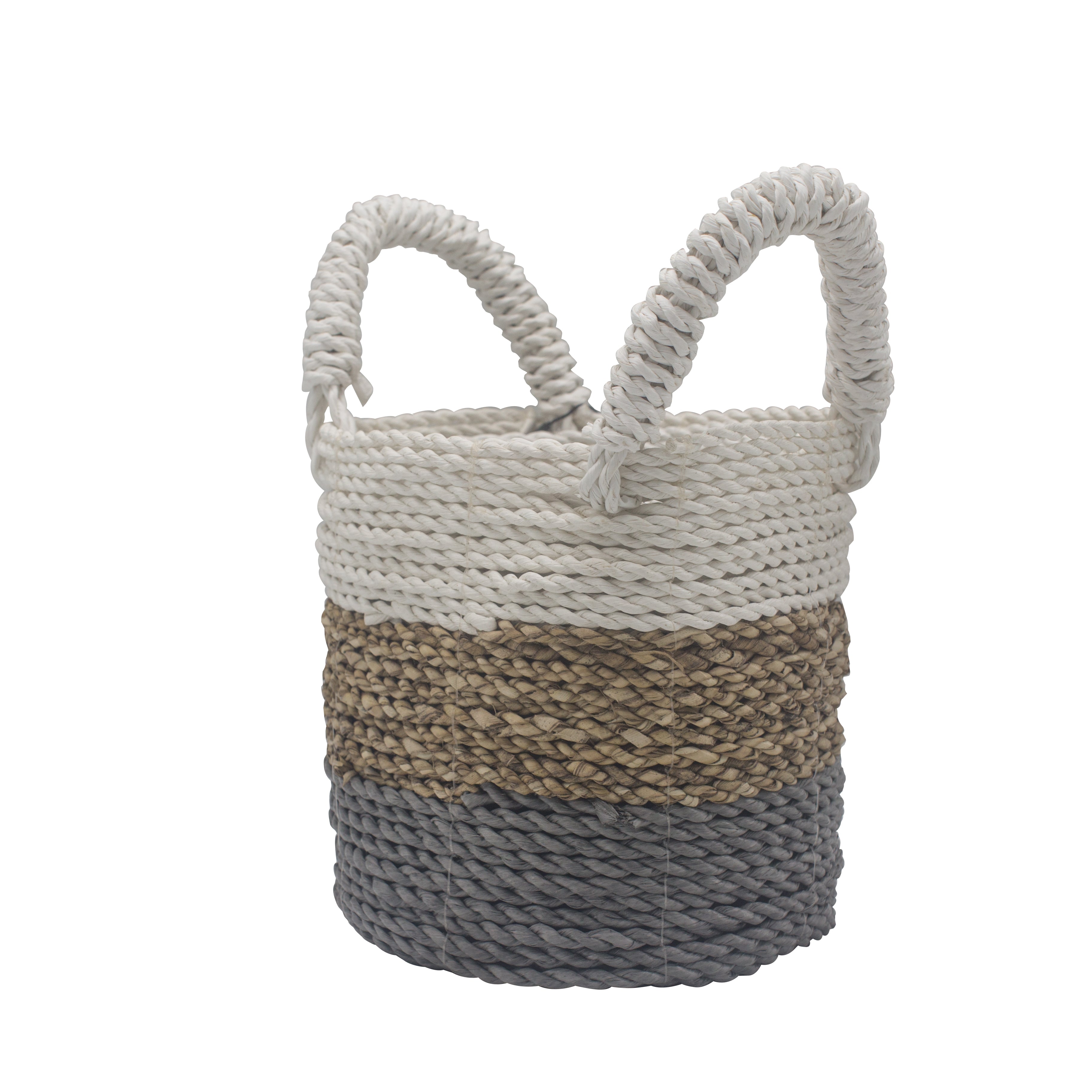 View Seagrass Basket Set Grey Natural White information