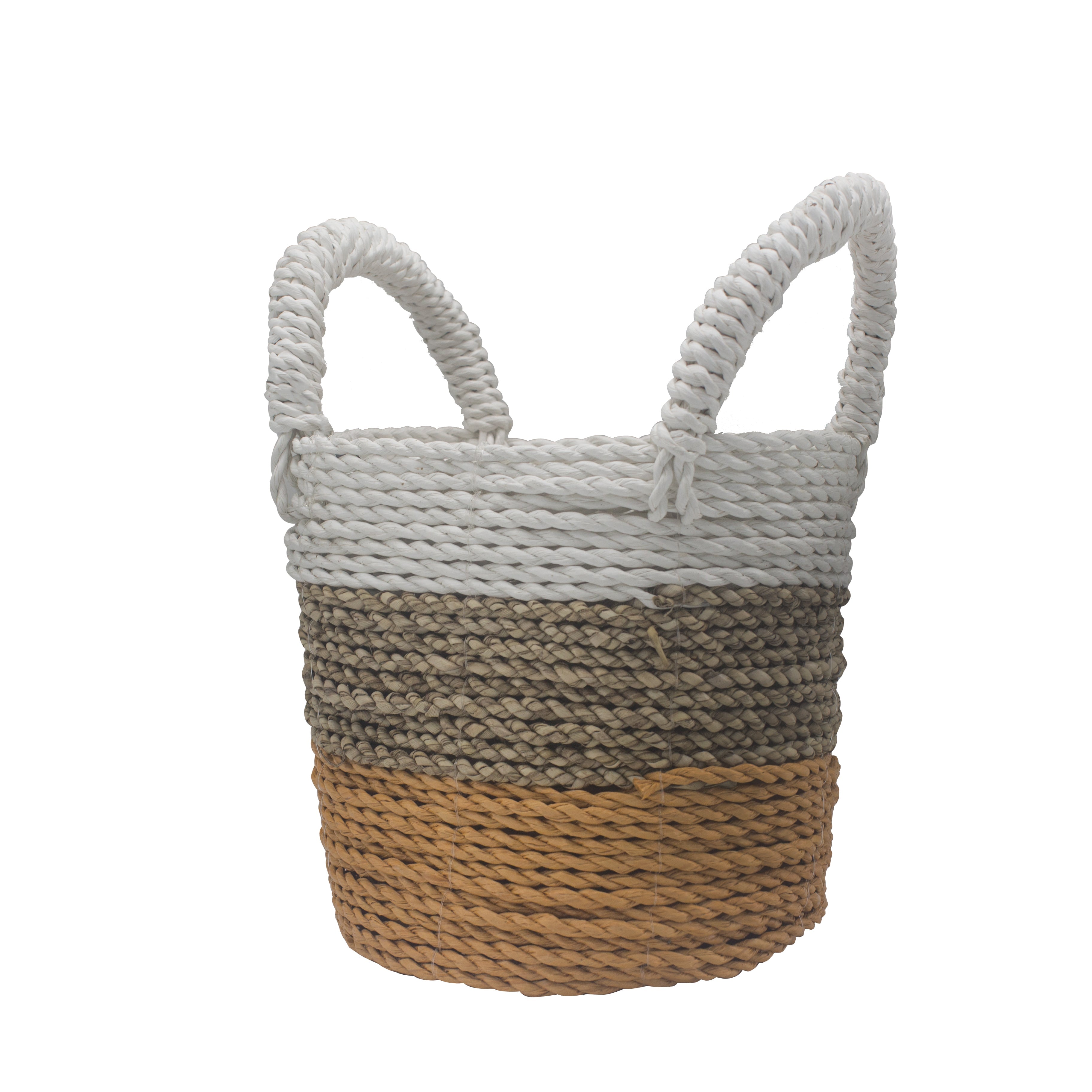 View Seagrass Basket Set Orange Natural White information