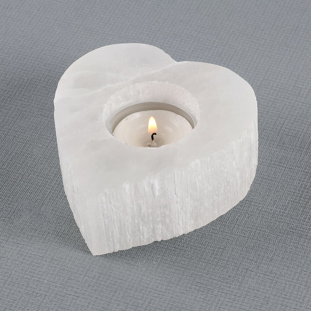 View Selenite Heart Tealight Holder information