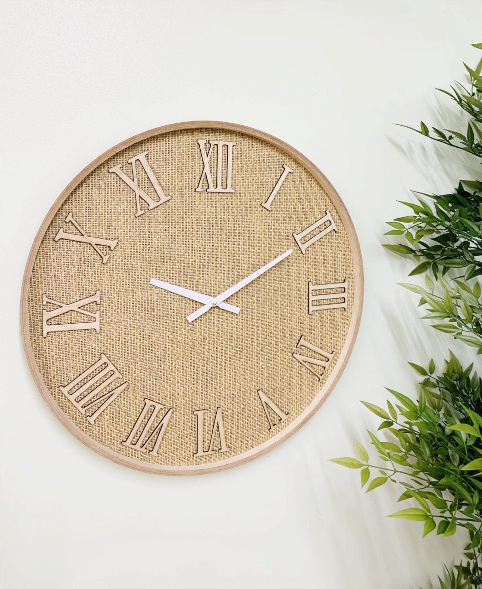 View Serenity Hessian Woven Wall Clock 50cm information