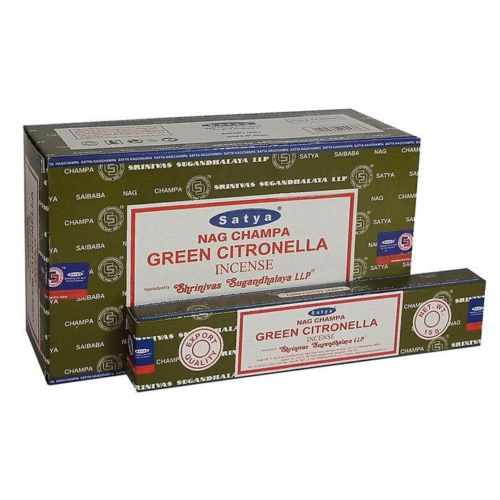 View Set of 12 Packets of Green Citronella Incense Sticks by Satya information