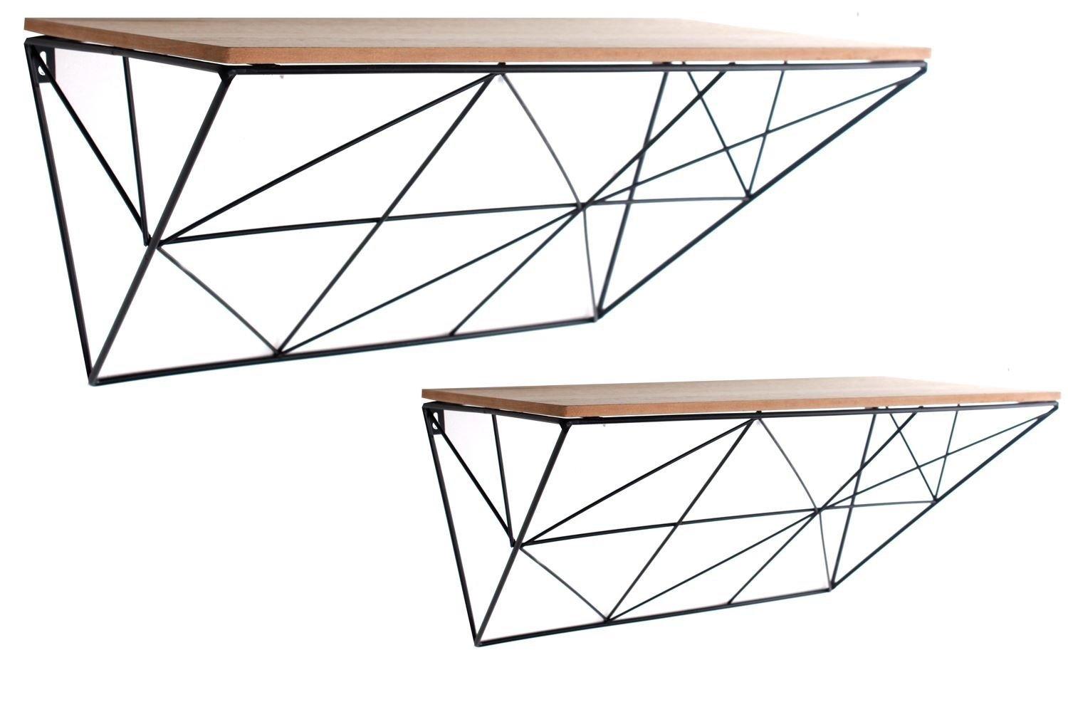 View Set of 2 Black Geometric Shelves information