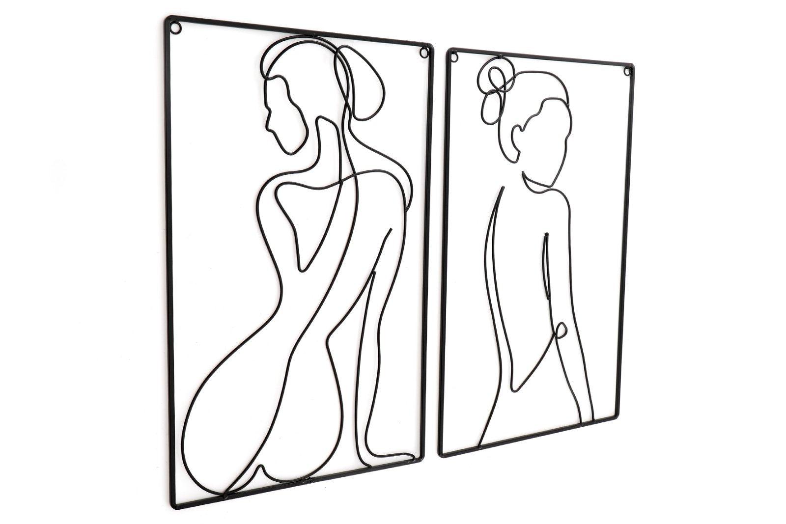 View Set of 2 Black Metal Silhouette Wire Wall Decoration information