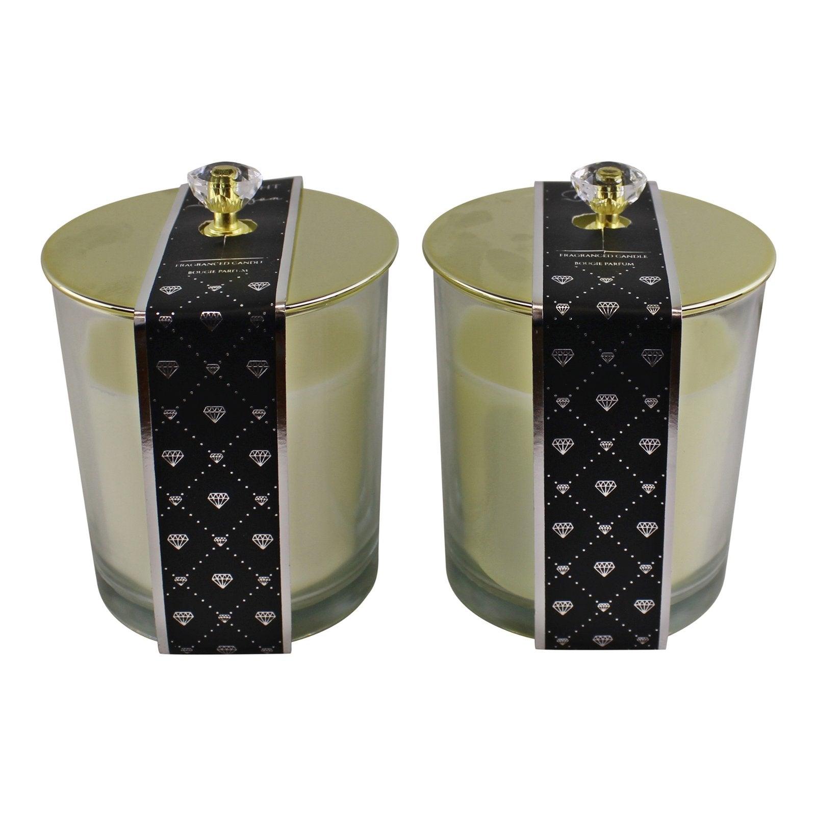 View Set of 2 Glass Candle Jars with Diamond Style Lids Fragranced information
