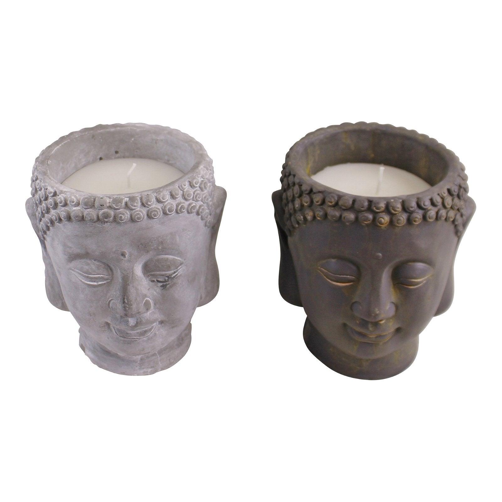 View Set of 2 Large Cement Buddha Design Candles information