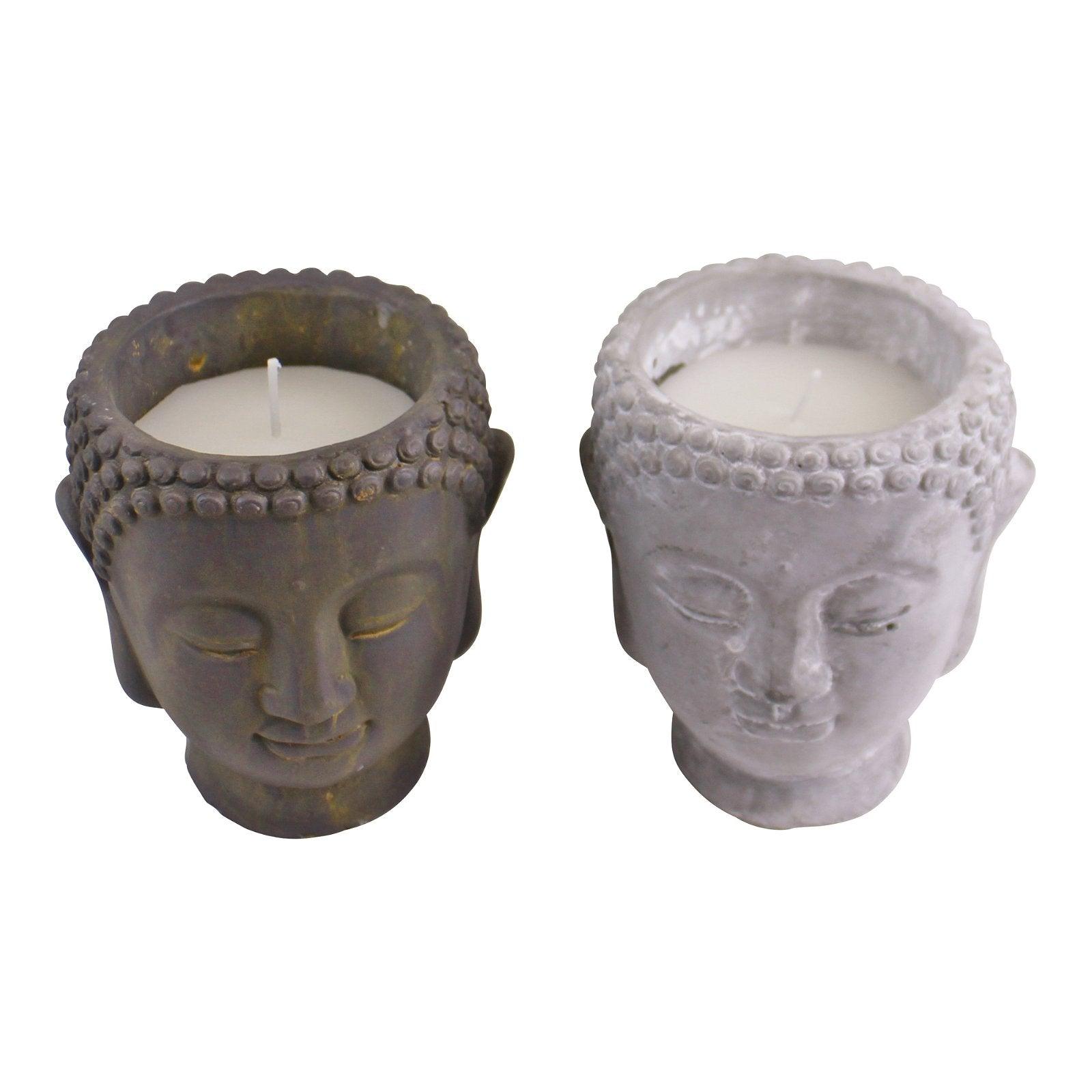 View Set of 2 Medium Cement Buddha Design Candles information