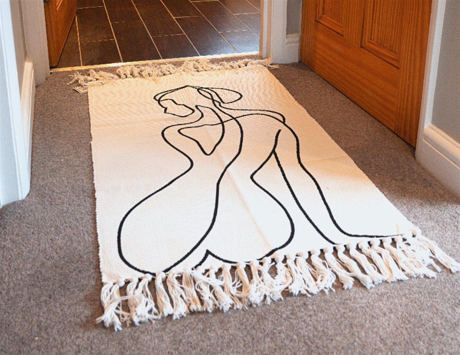 View Set of 2 Silhouette Women Design White Rugs information