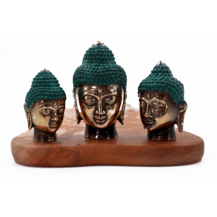 View Set of 3 Buddha Heads asst sizes information