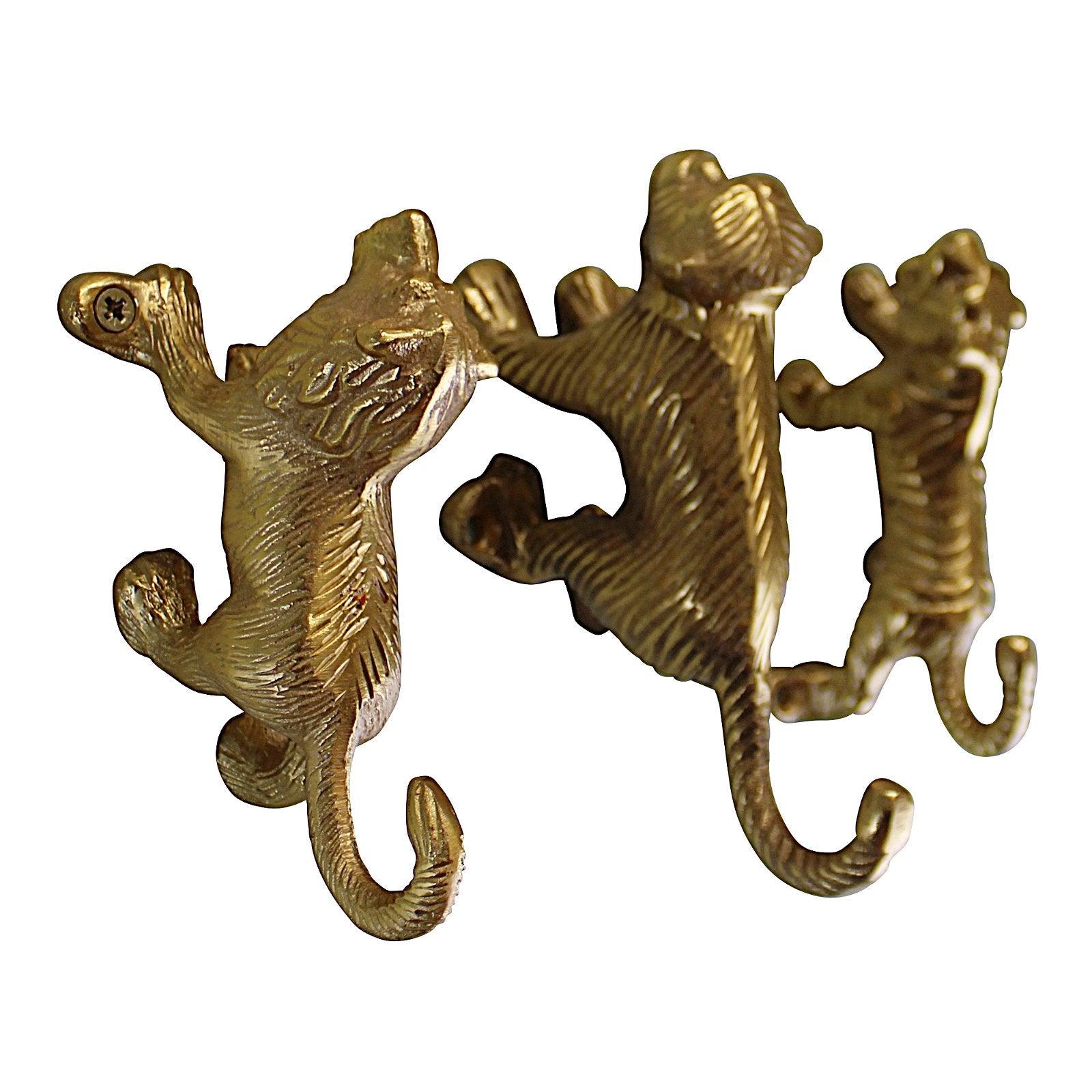 View Set of 3 Gold Metal Safari Animal Coat Hooks information